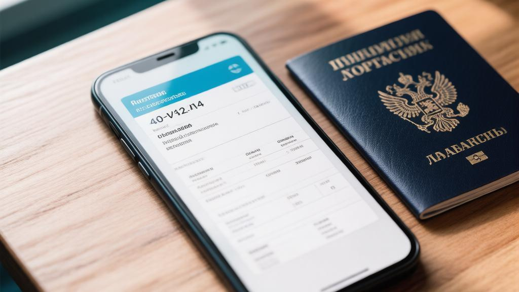 Смартфон с билетом рядом с открытым паспортом