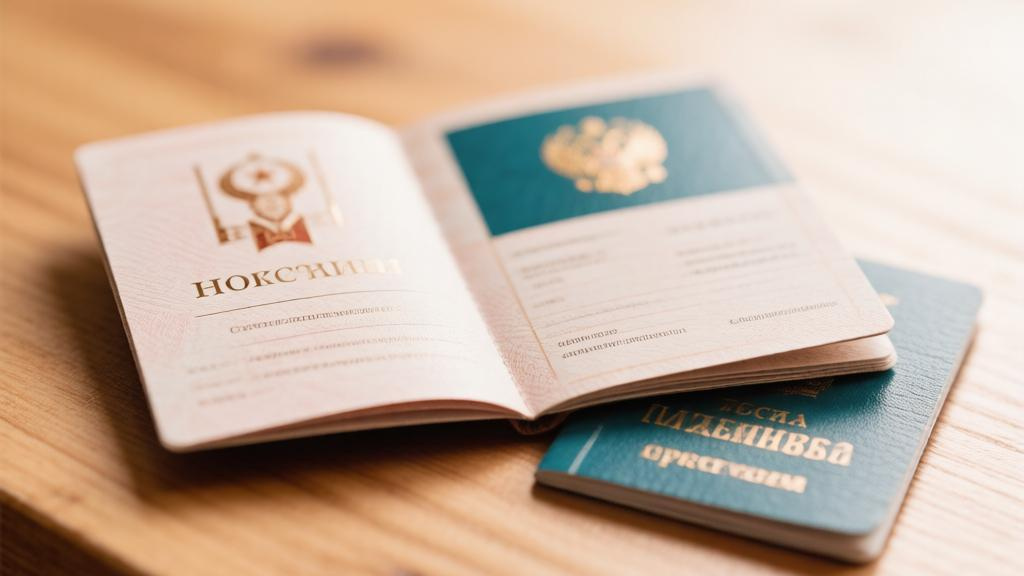 На столе лежат внутренний паспорт с графой отчество и заграничный паспорт без неё