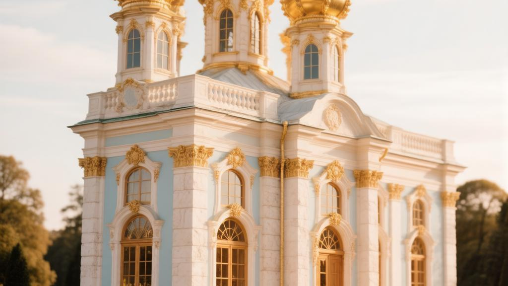 Фасад дворца и аллея парка в Царском Селе