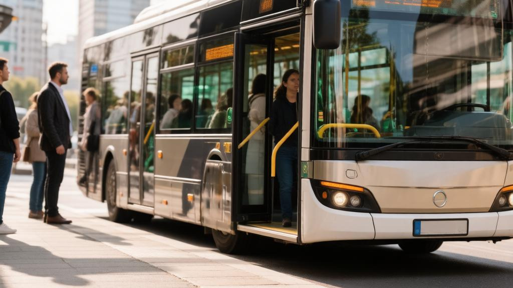 Автобус на остановке рядом со станцией метро