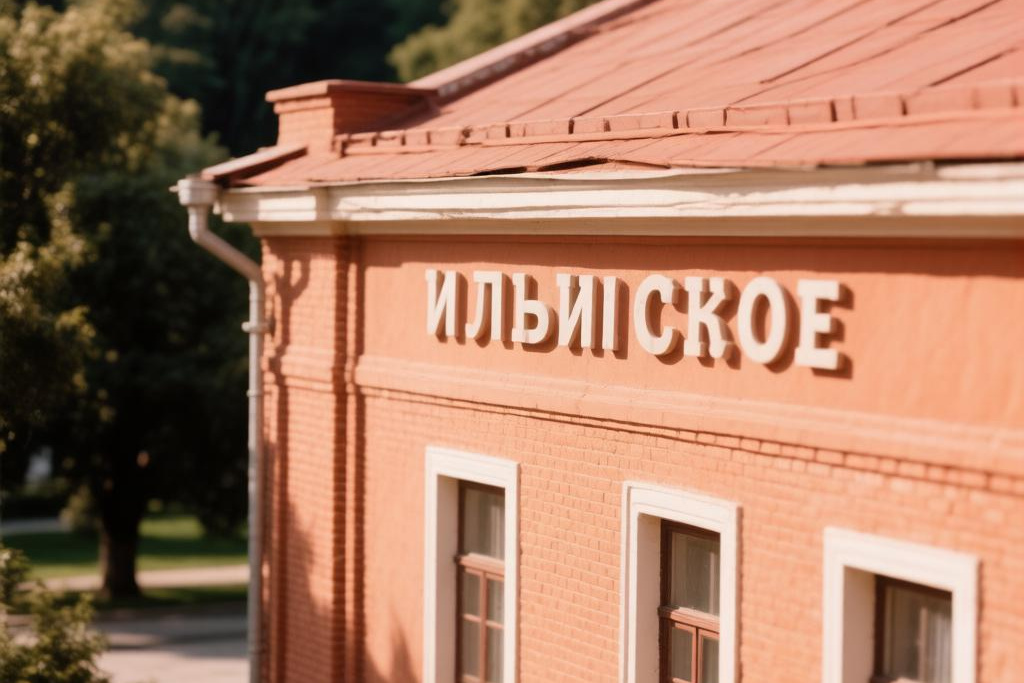 Здание Ильинской мудлечебницы Корпус мудлечебницы с терракотовой крышей на фоне парка