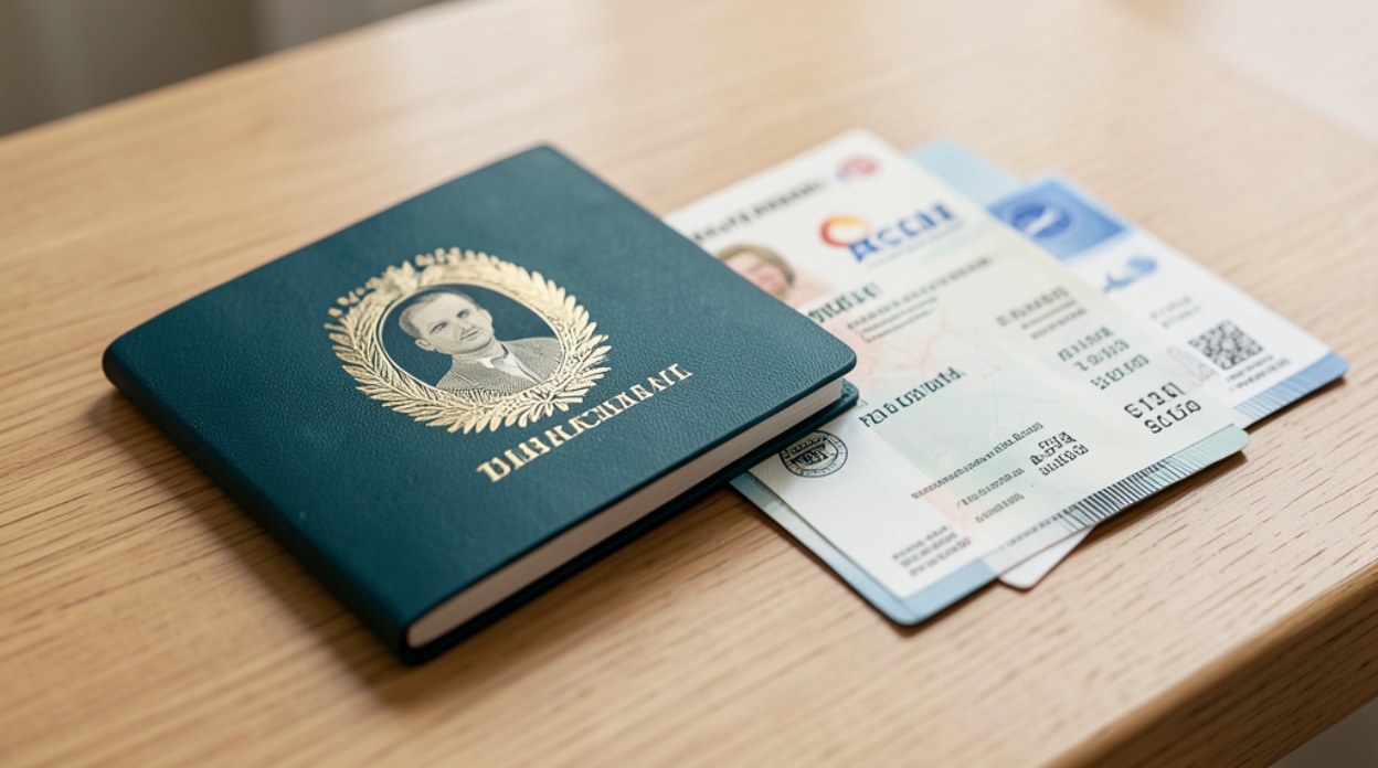 Паспорт, билеты и бронь отеля на столе
