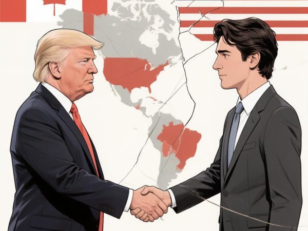 Political cartoon Trump Trudeau 51st state